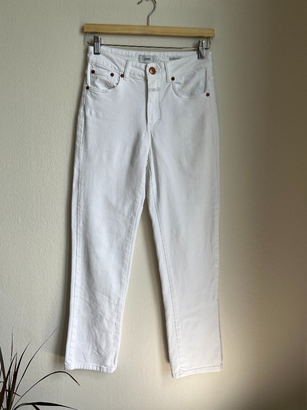 Closed Jeans Women's Size 25 White Denim High-rise Straight Made In Italy